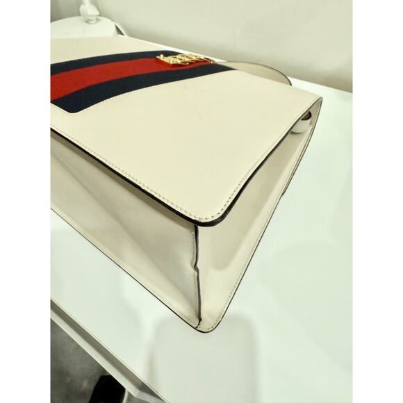 Gucci Large Sylvie 1969 Leather Handbag with Removable Strap White - Picture 10 of 15